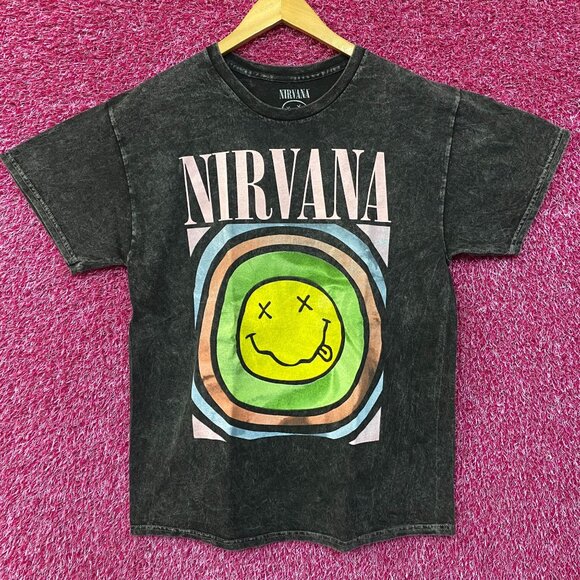 Nirvana Dead Smiley Grunge Band T-Shirt Large - Picture 1 of 4